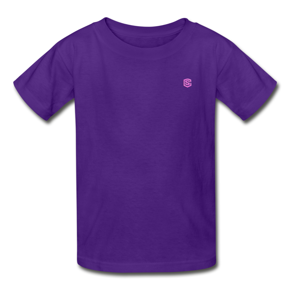 Gildan Ultra Cotton Youth T-Shirt   WITH PINK  LOGO - purple