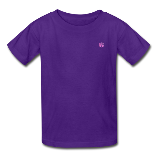 Gildan Ultra Cotton Youth T-Shirt   WITH PINK  LOGO - purple