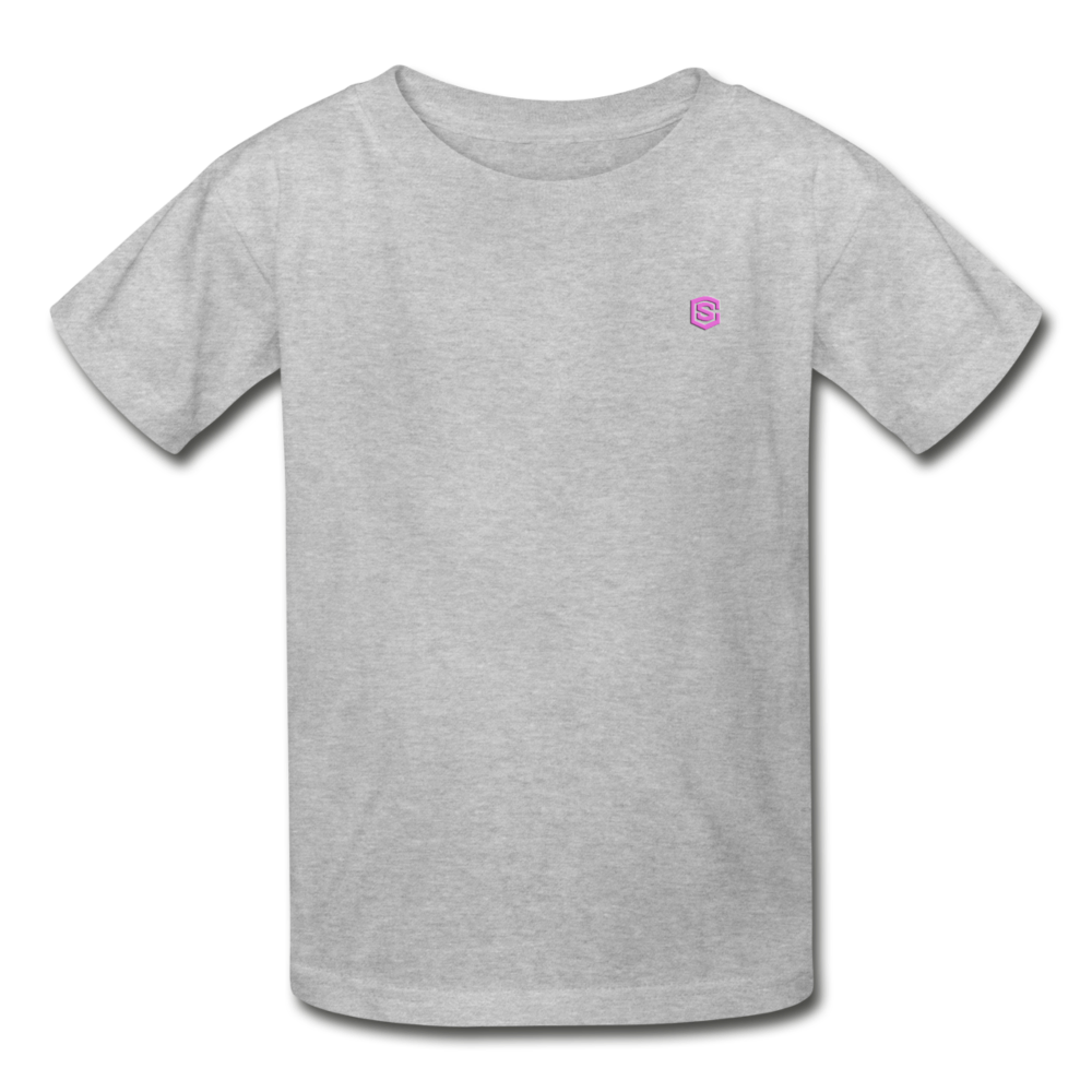 Gildan Ultra Cotton Youth T-Shirt   WITH PINK  LOGO - heather gray