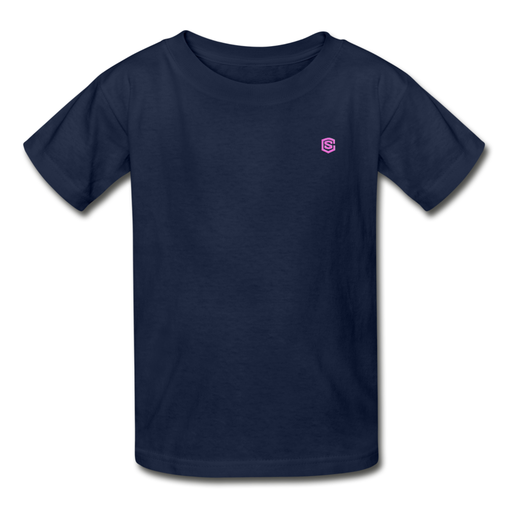 Gildan Ultra Cotton Youth T-Shirt   WITH PINK  LOGO - navy