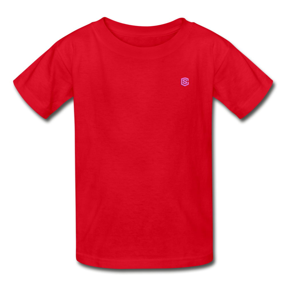 Gildan Ultra Cotton Youth T-Shirt   WITH PINK  LOGO - red