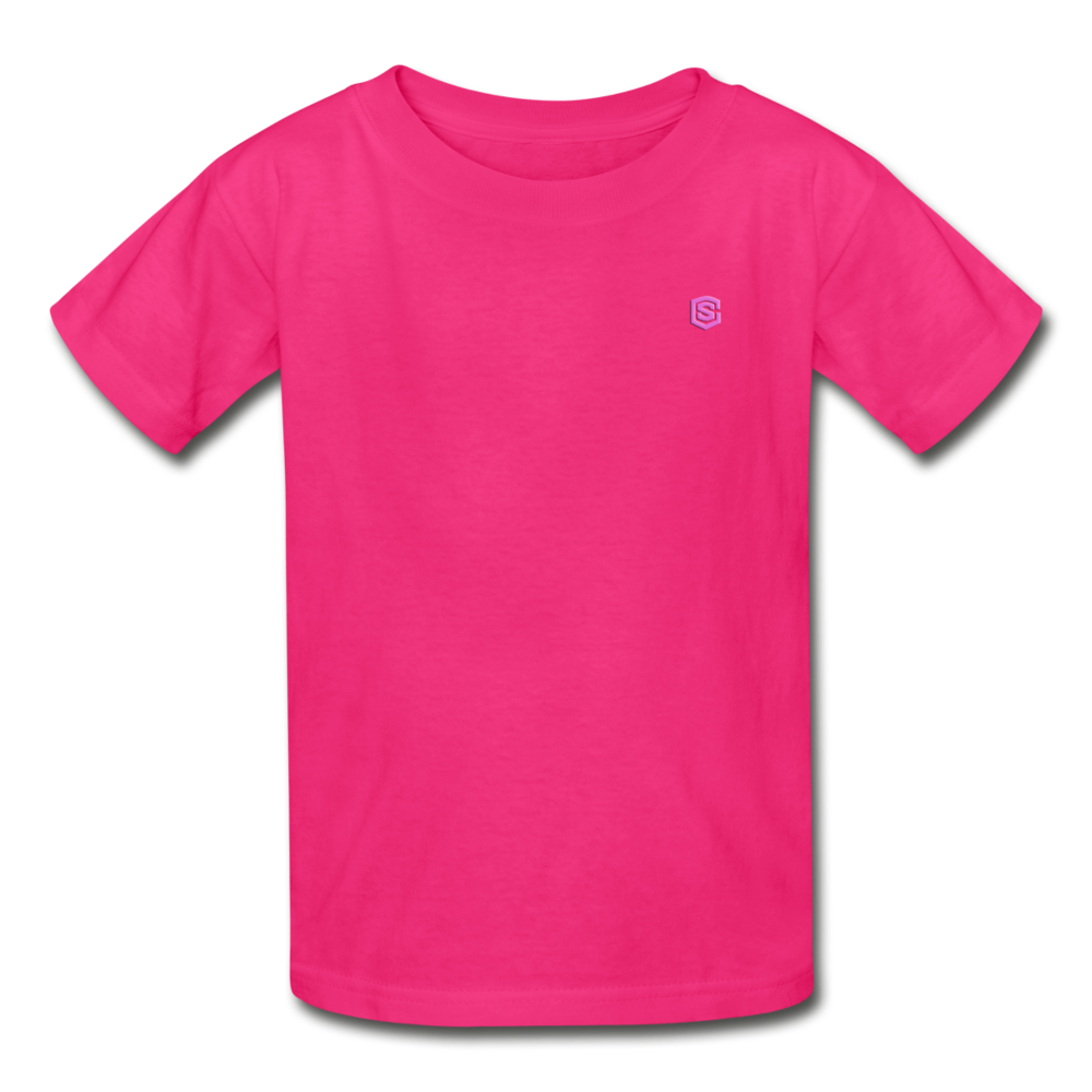 Gildan Ultra Cotton Youth T-Shirt   WITH PINK  LOGO - fuchsia
