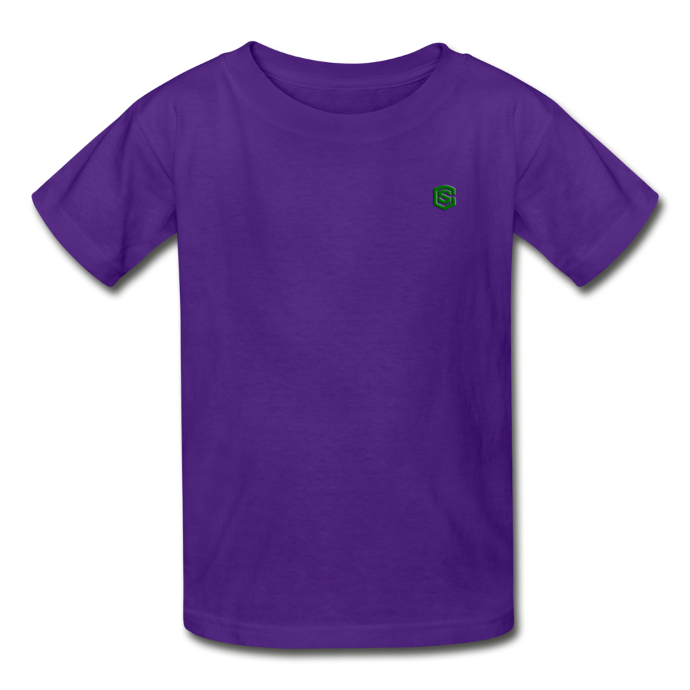 Gildan Ultra Cotton Youth T-Shirt   WITH  GREEN LOGO - purple