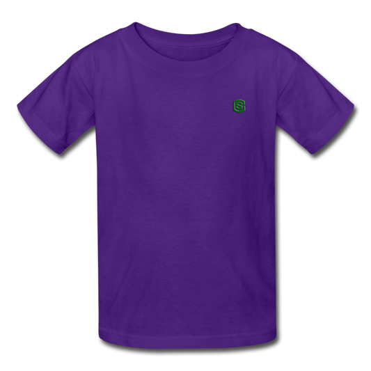 Gildan Ultra Cotton Youth T-Shirt   WITH  GREEN LOGO - purple