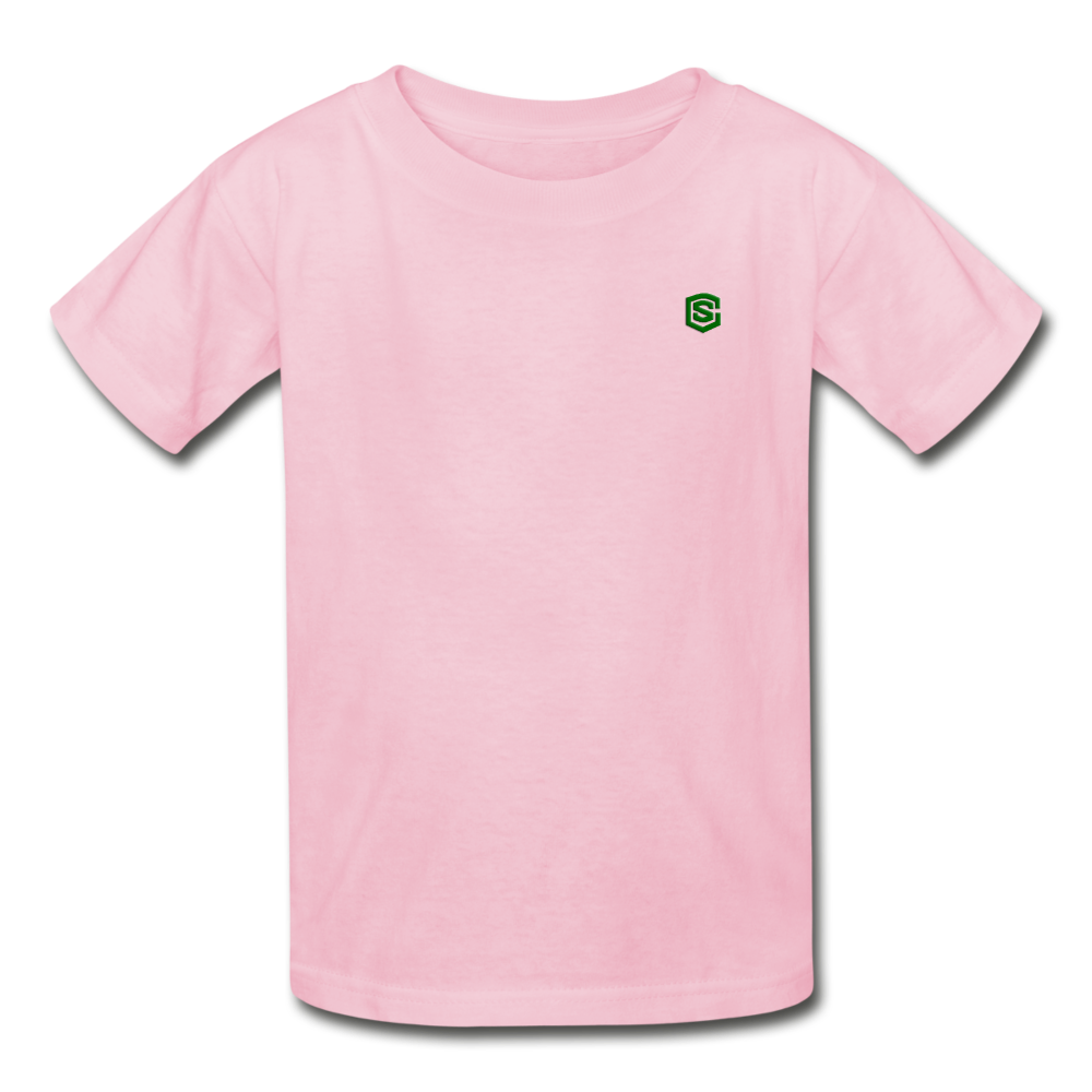 Gildan Ultra Cotton Youth T-Shirt   WITH  GREEN LOGO - light pink