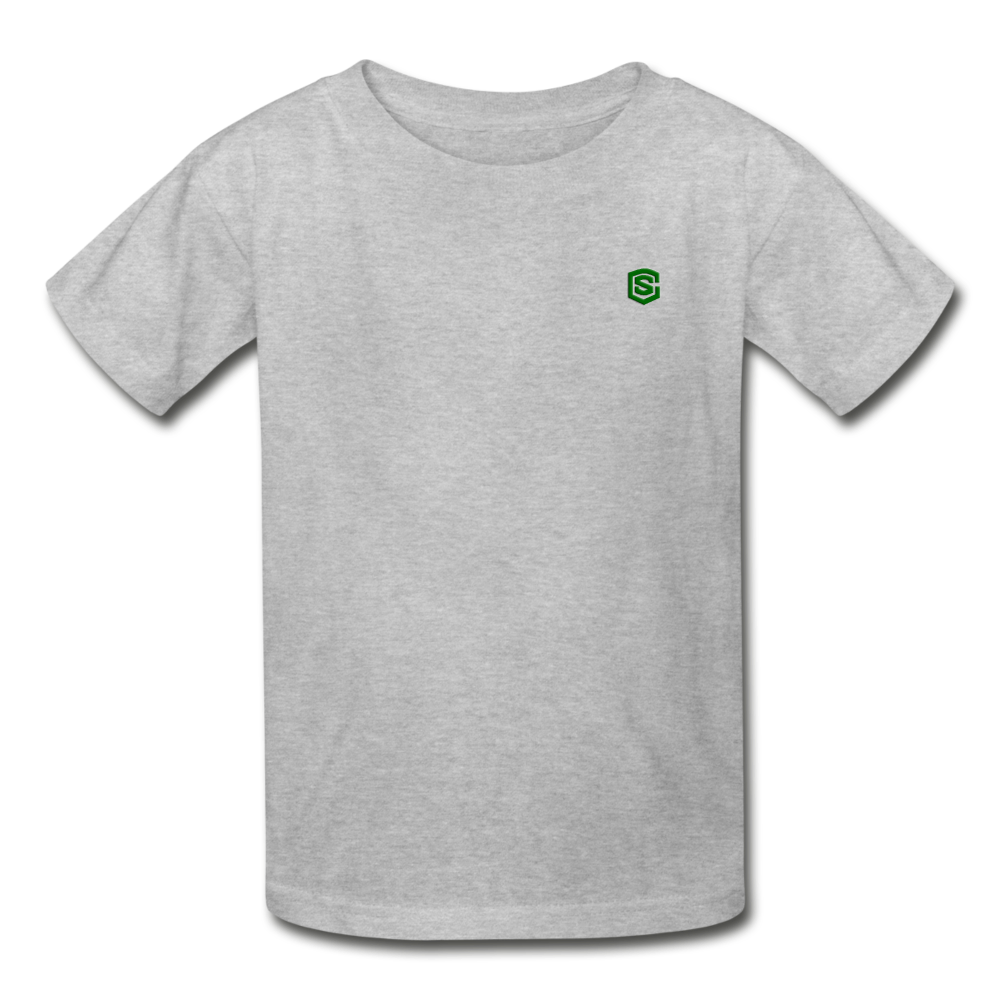 Gildan Ultra Cotton Youth T-Shirt   WITH  GREEN LOGO - heather gray