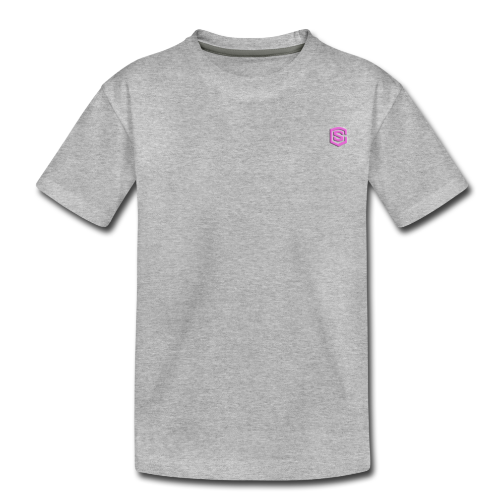 Toddler Premium T-Shirt   WITH PINK  LOGO - heather gray