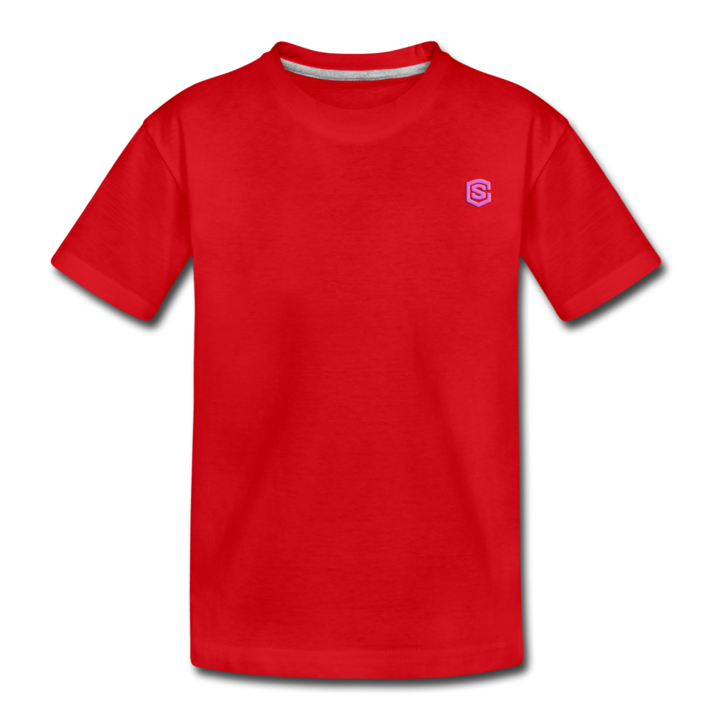 Toddler Premium T-Shirt   WITH PINK  LOGO - red