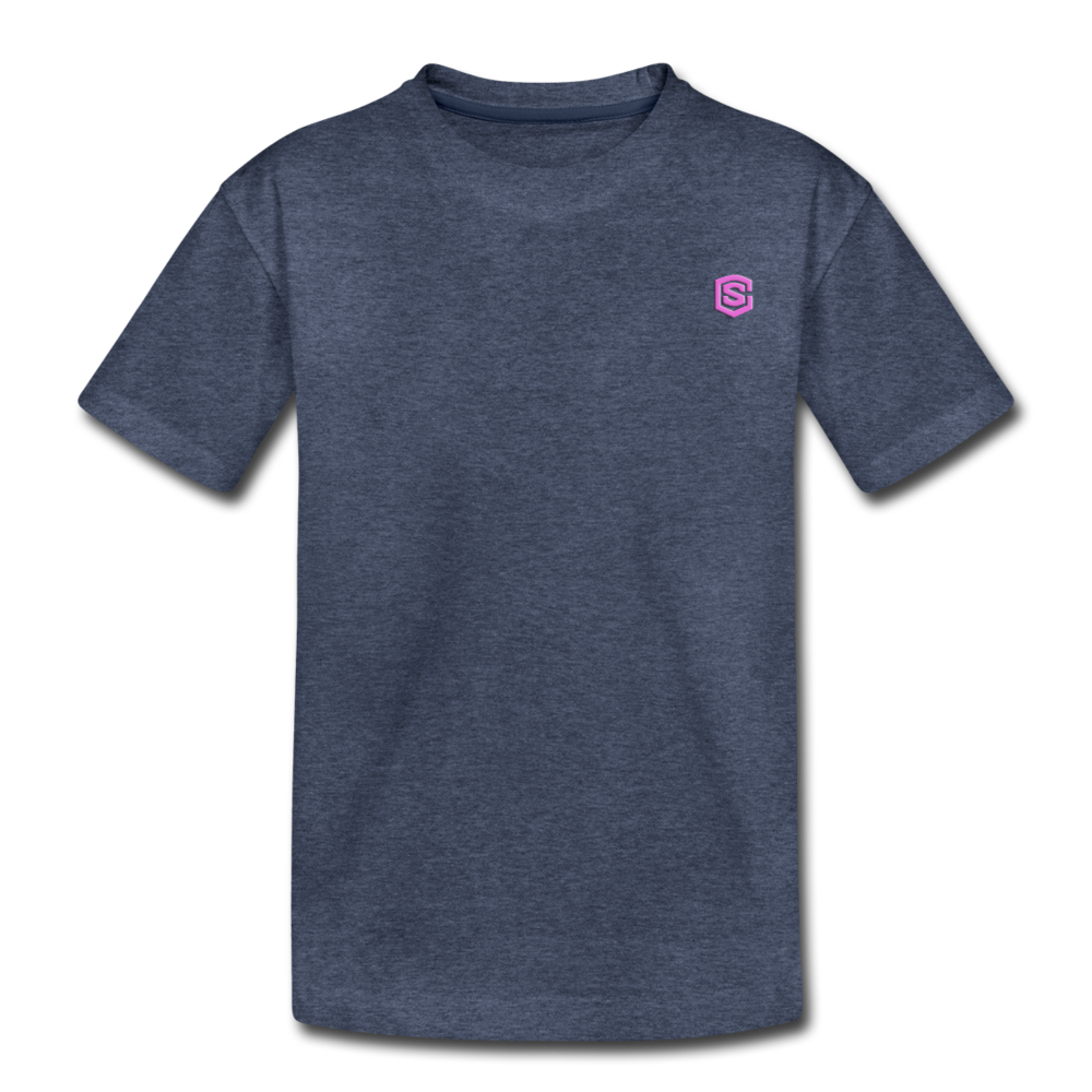 Toddler Premium T-Shirt   WITH PINK  LOGO - heather blue