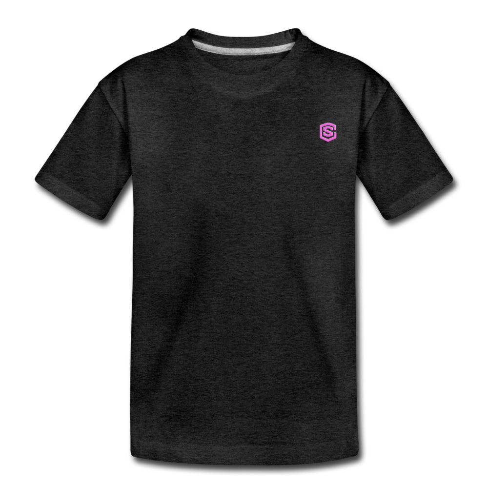 Toddler Premium T-Shirt   WITH PINK  LOGO - charcoal gray
