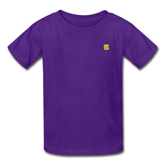 Gildan Ultra Cotton Youth T-Shirt   WITH  YELLOW LOGO - purple