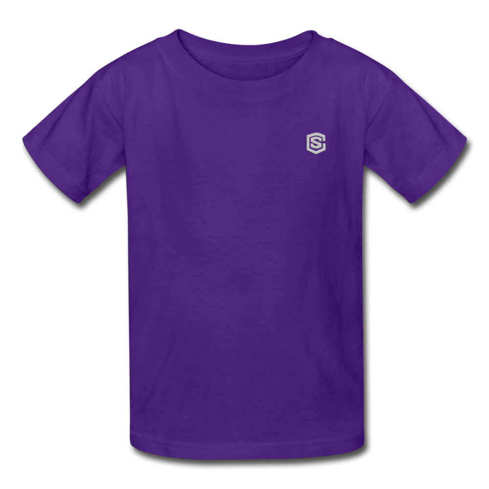 Gildan Ultra Cotton Youth T-Shirt   WITH  SILIVER LOGO - purple