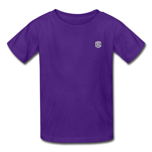 Gildan Ultra Cotton Youth T-Shirt   WITH  SILIVER LOGO - purple