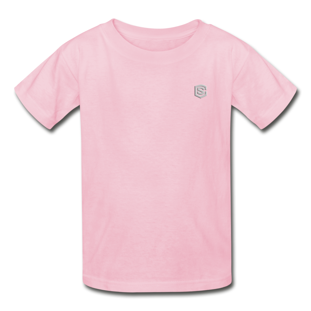 Gildan Ultra Cotton Youth T-Shirt   WITH  SILIVER LOGO - light pink