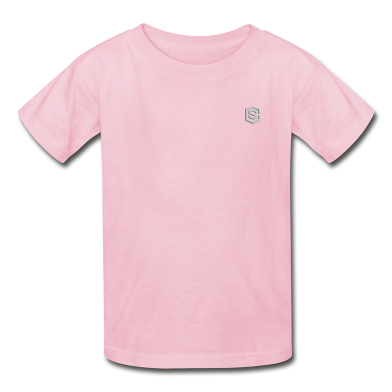 Gildan Ultra Cotton Youth T-Shirt   WITH  SILIVER LOGO - light pink