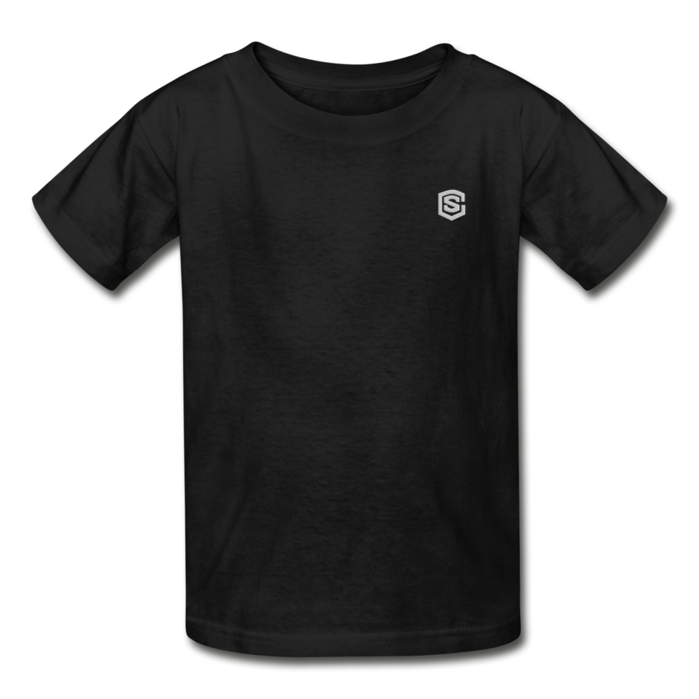 Gildan Ultra Cotton Youth T-Shirt   WITH  SILIVER LOGO - black