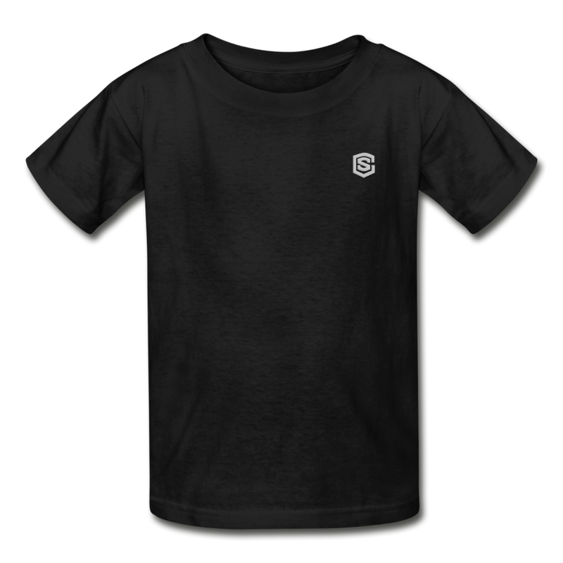 Gildan Ultra Cotton Youth T-Shirt   WITH  SILIVER LOGO - black