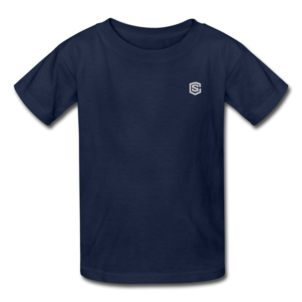 Gildan Ultra Cotton Youth T-Shirt   WITH  SILIVER LOGO - navy
