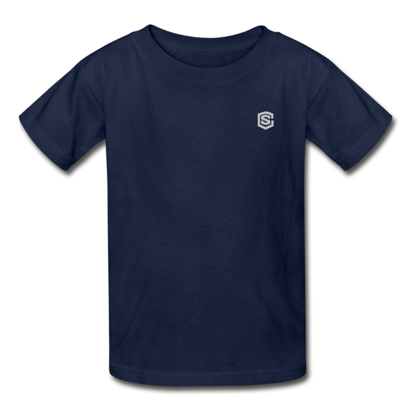 Gildan Ultra Cotton Youth T-Shirt   WITH  SILIVER LOGO - navy