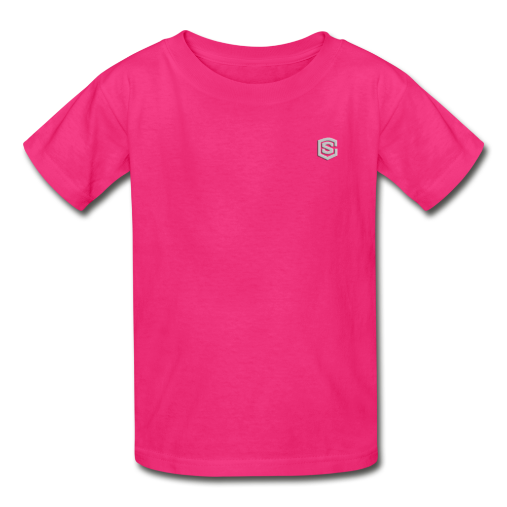 Gildan Ultra Cotton Youth T-Shirt   WITH  SILIVER LOGO - fuchsia