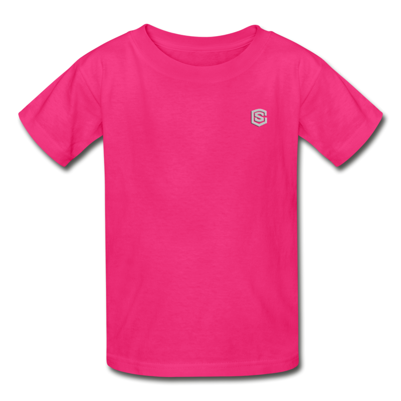Gildan Ultra Cotton Youth T-Shirt   WITH  SILIVER LOGO - fuchsia