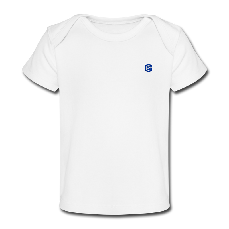 Organic Baby T-Shirt  WITH BLUE  LOGO - white