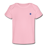 Organic Baby T-Shirt  WITH BLUE  LOGO - light pink