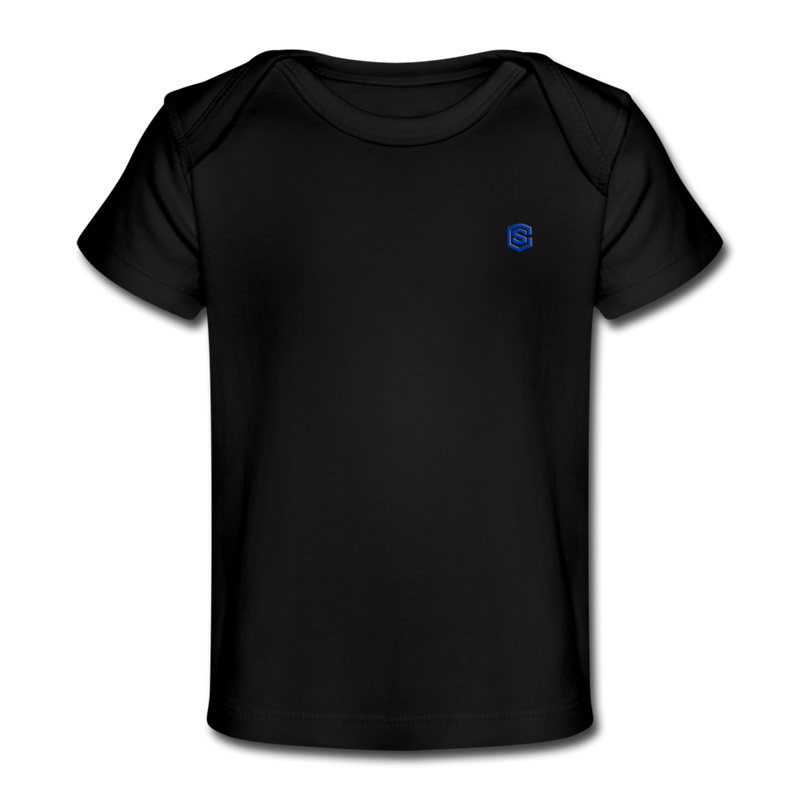 Organic Baby T-Shirt  WITH BLUE  LOGO - black