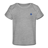 Organic Baby T-Shirt  WITH BLUE  LOGO - heather gray