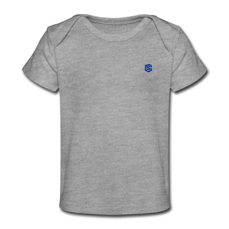 Organic Baby T-Shirt  WITH BLUE  LOGO - heather gray