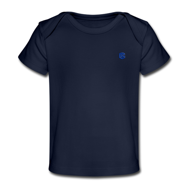 Organic Baby T-Shirt  WITH BLUE  LOGO - dark navy