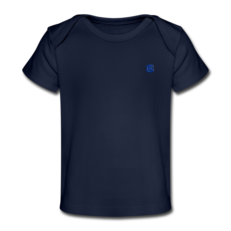 Organic Baby T-Shirt  WITH BLUE  LOGO - dark navy