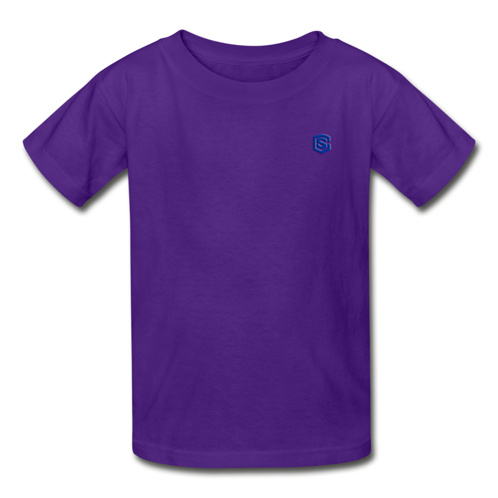 Gildan Ultra Cotton Youth T-Shirt   WITH BLUE  LOGO - purple