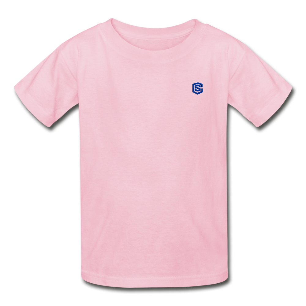 Gildan Ultra Cotton Youth T-Shirt   WITH BLUE  LOGO - light pink