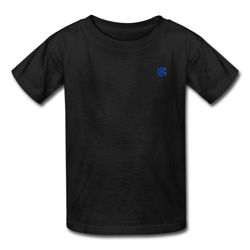 Gildan Ultra Cotton Youth T-Shirt   WITH BLUE  LOGO - black