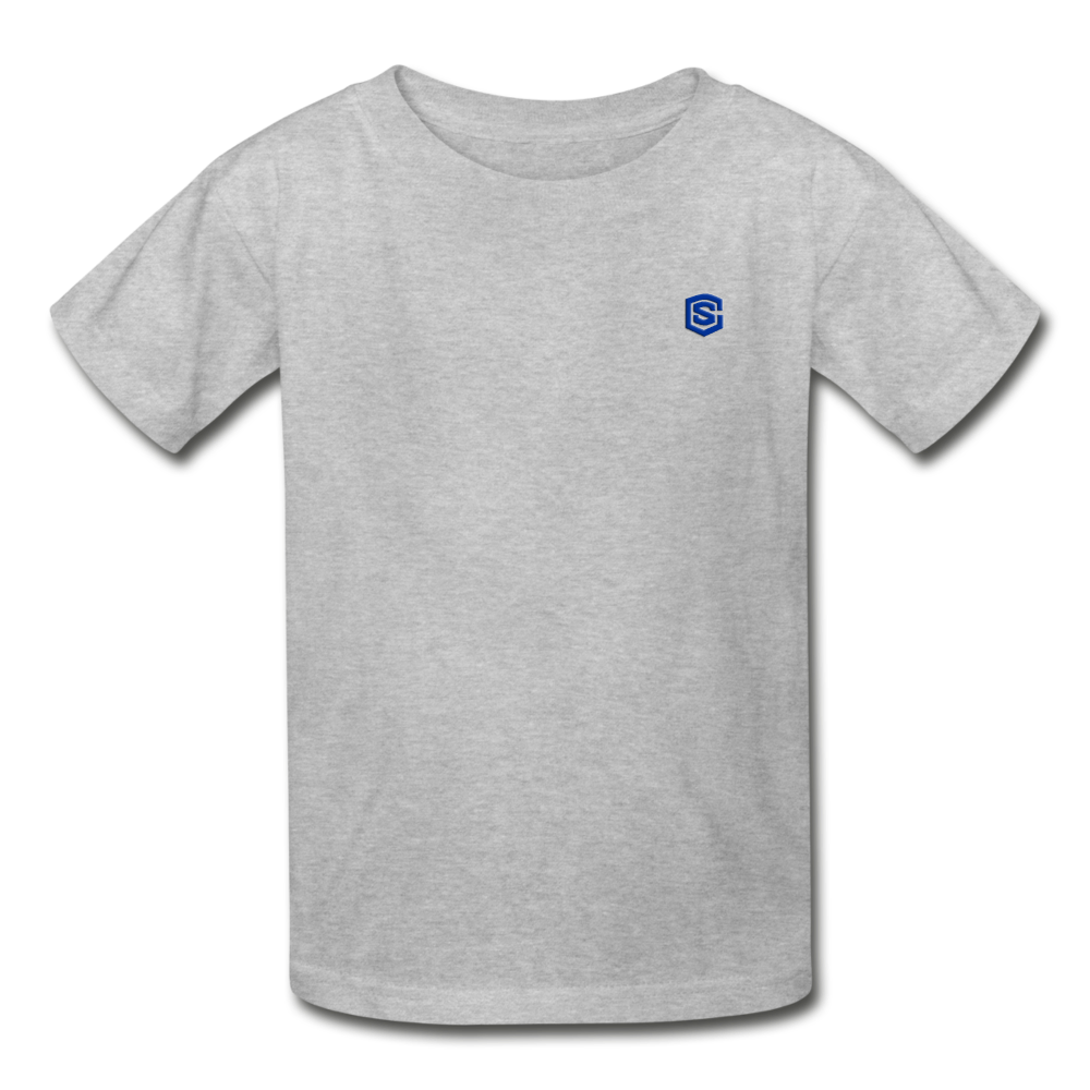 Gildan Ultra Cotton Youth T-Shirt   WITH BLUE  LOGO - heather gray