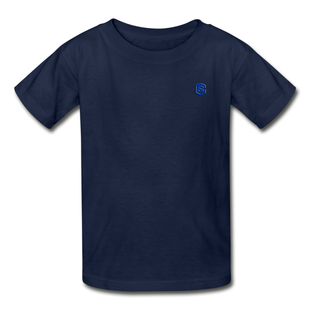 Gildan Ultra Cotton Youth T-Shirt   WITH BLUE  LOGO - navy