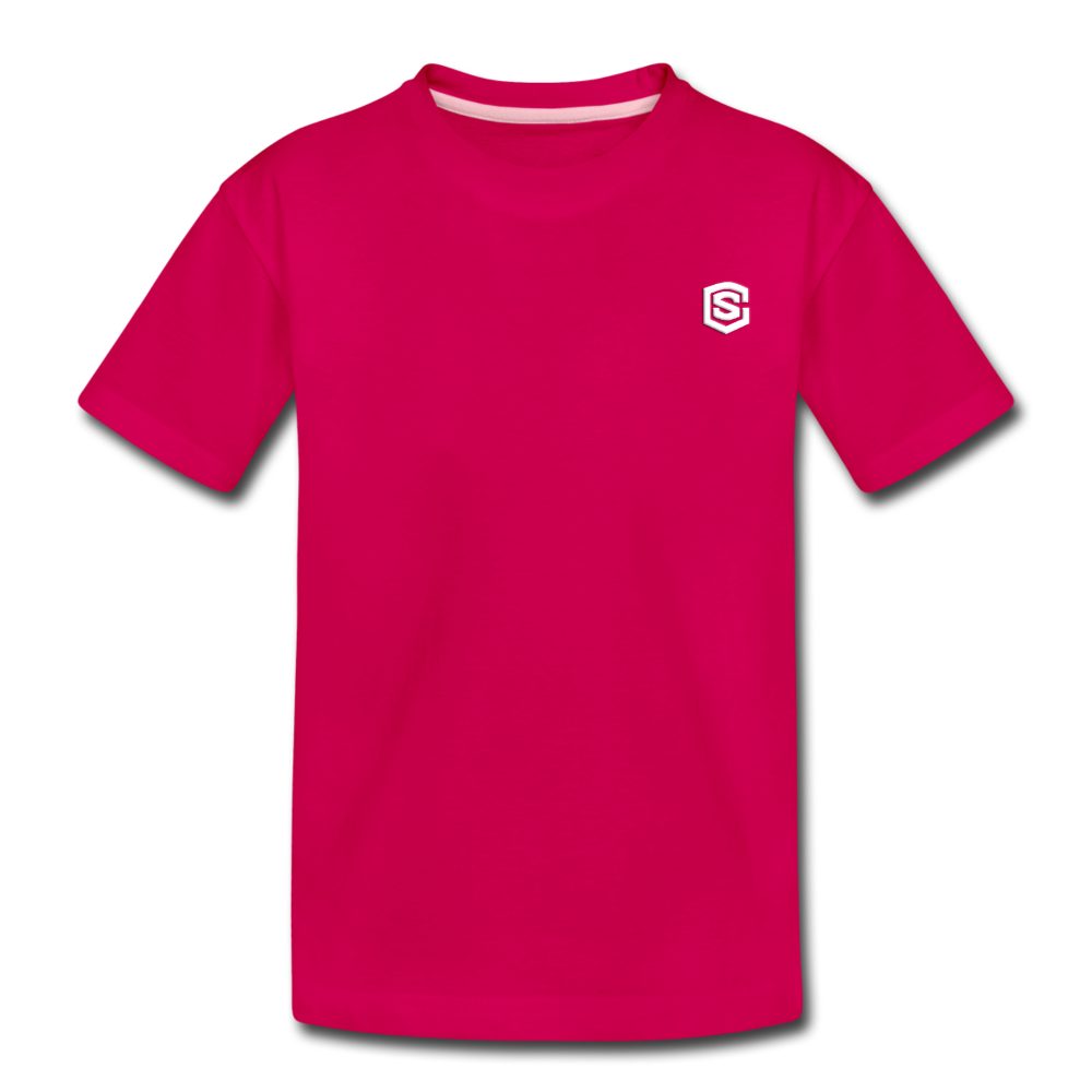 Toddler Premium T-Shirt   WITH  WHITE LOGO - dark pink