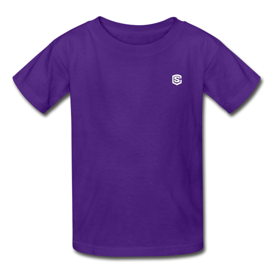 Gildan Ultra Cotton Youth T-Shirt   WITH  WHITE LOGO - purple