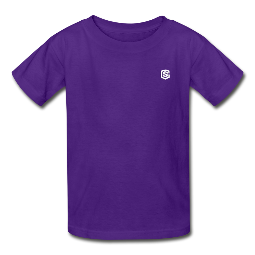 Gildan Ultra Cotton Youth T-Shirt   WITH  WHITE LOGO - purple