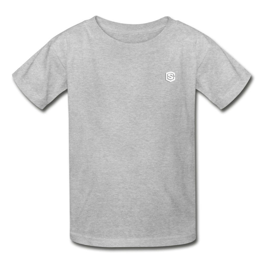 Gildan Ultra Cotton Youth T-Shirt   WITH  WHITE LOGO - heather gray