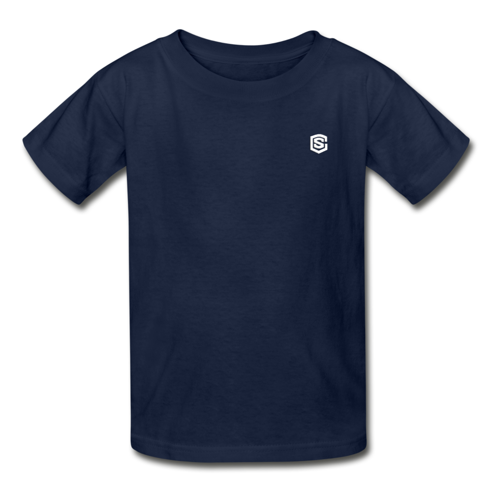 Gildan Ultra Cotton Youth T-Shirt   WITH  WHITE LOGO - navy