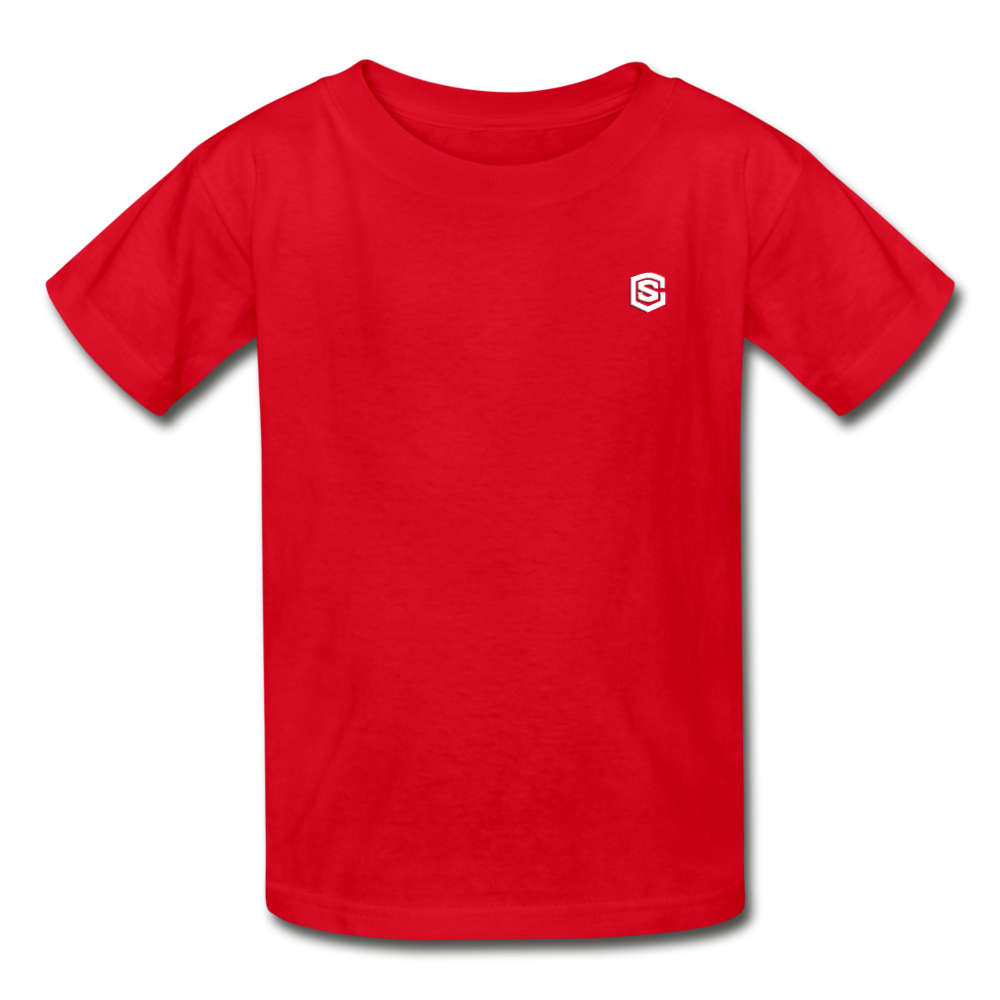 Gildan Ultra Cotton Youth T-Shirt   WITH  WHITE LOGO - red
