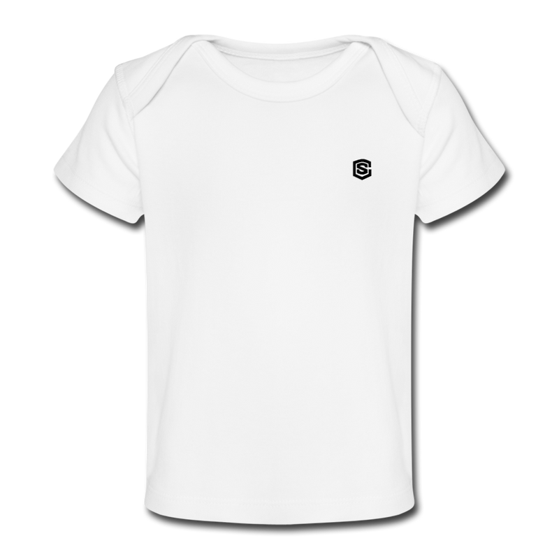 Organic Baby T-Shirt  WITH  BLACK LOGO - white