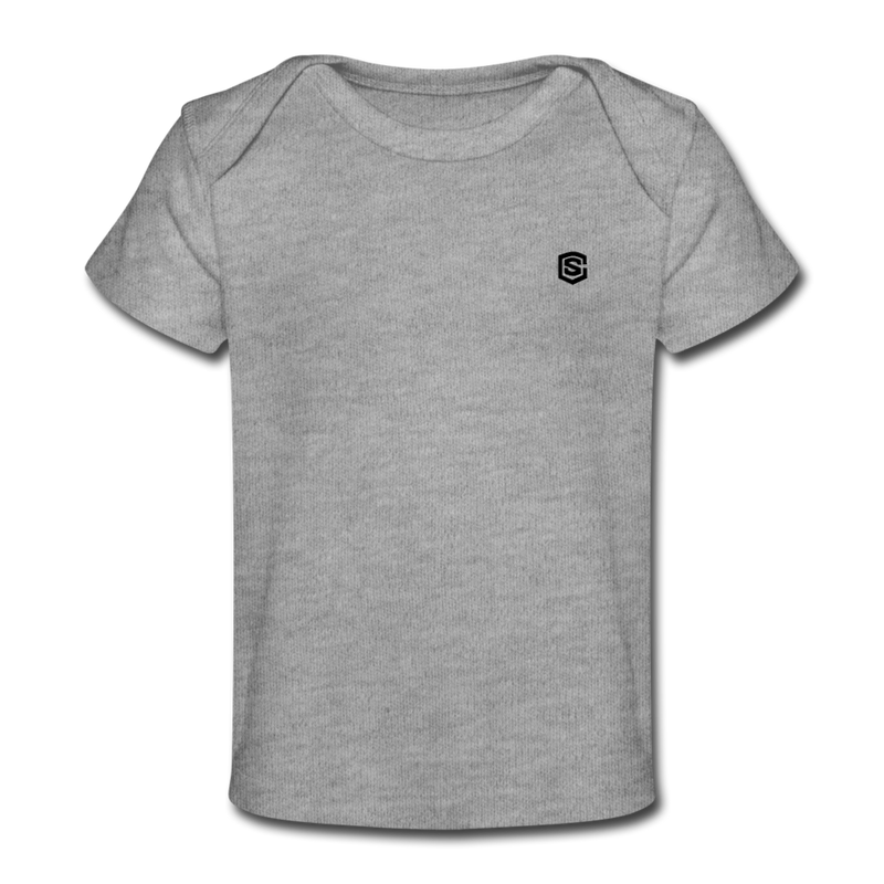 Organic Baby T-Shirt  WITH  BLACK LOGO - heather gray