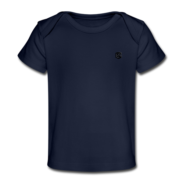 Organic Baby T-Shirt  WITH  BLACK LOGO - dark navy