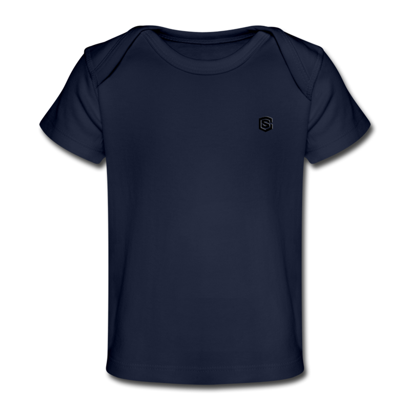 Organic Baby T-Shirt  WITH  BLACK LOGO - dark navy