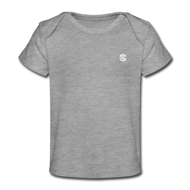 Organic Baby T-Shirt  WITH  WHITE LOGO - heather gray