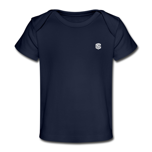 Organic Baby T-Shirt  WITH  WHITE LOGO - dark navy