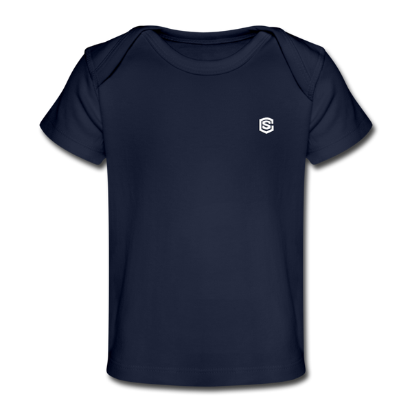 Organic Baby T-Shirt  WITH  WHITE LOGO - dark navy